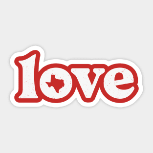 Retro Love Texas State Outline // Vintage Texas State Pride Sticker